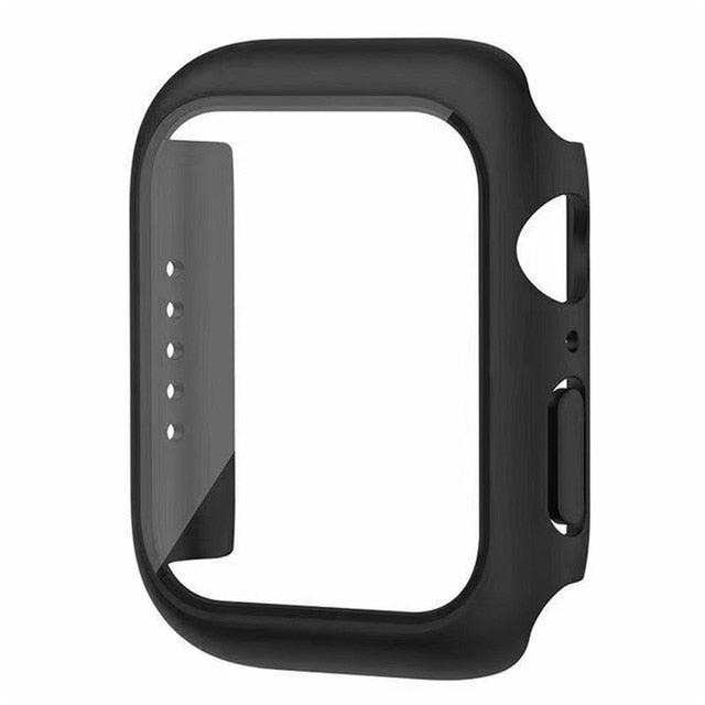 Black coloured tempered glass screen protector for Apple Watch – sleek and protective with a modern finish.
