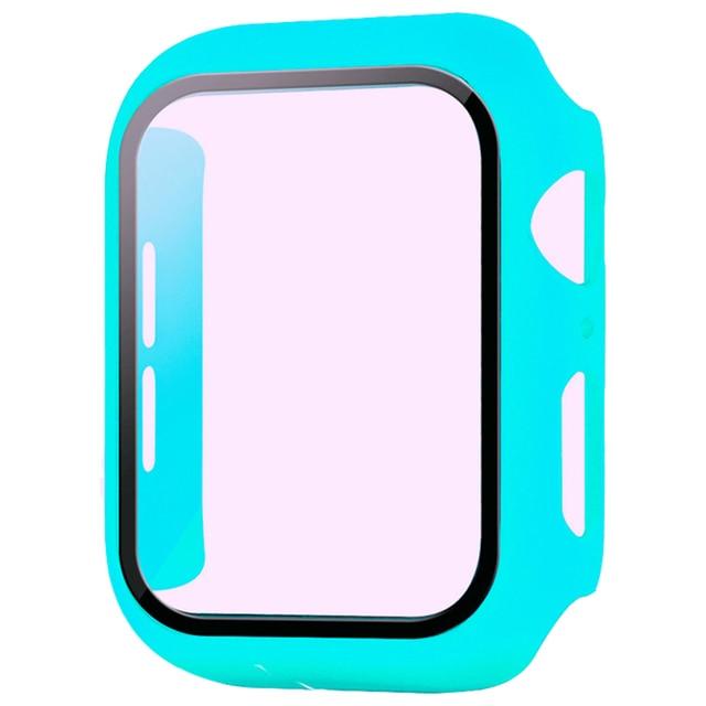 Light blue tempered glass screen protector for Apple Watch – adds a fresh pop of colour with full-screen durability.