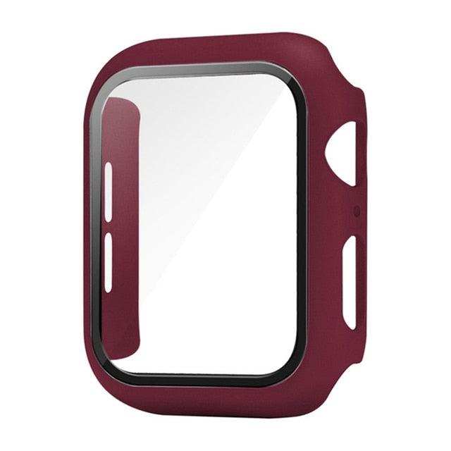 Wine red tempered glass screen protector for Apple Watch – rich, bold tone with sleek protection.