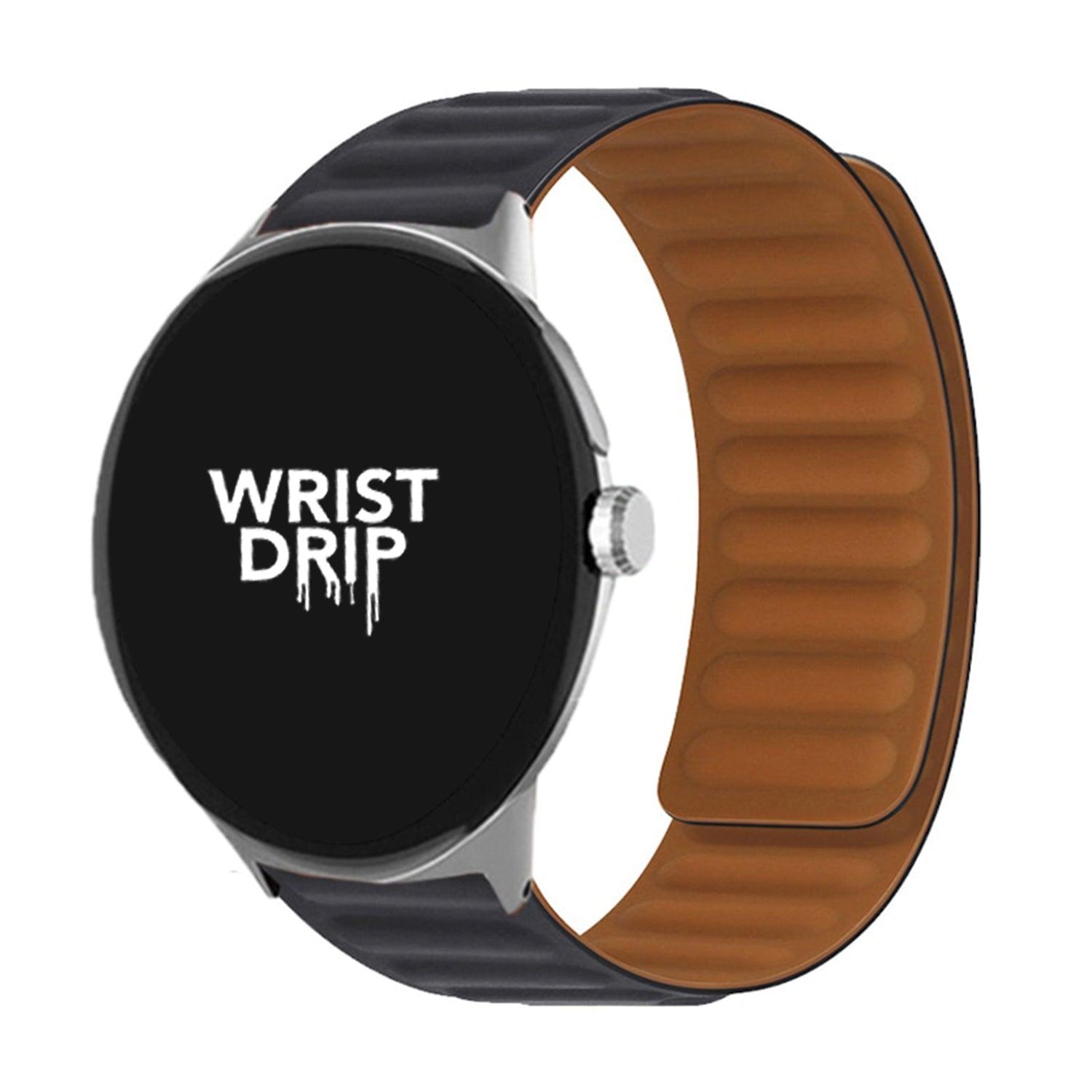 Black silicone Google Pixel Watch band with secure fit and soft, flexible design