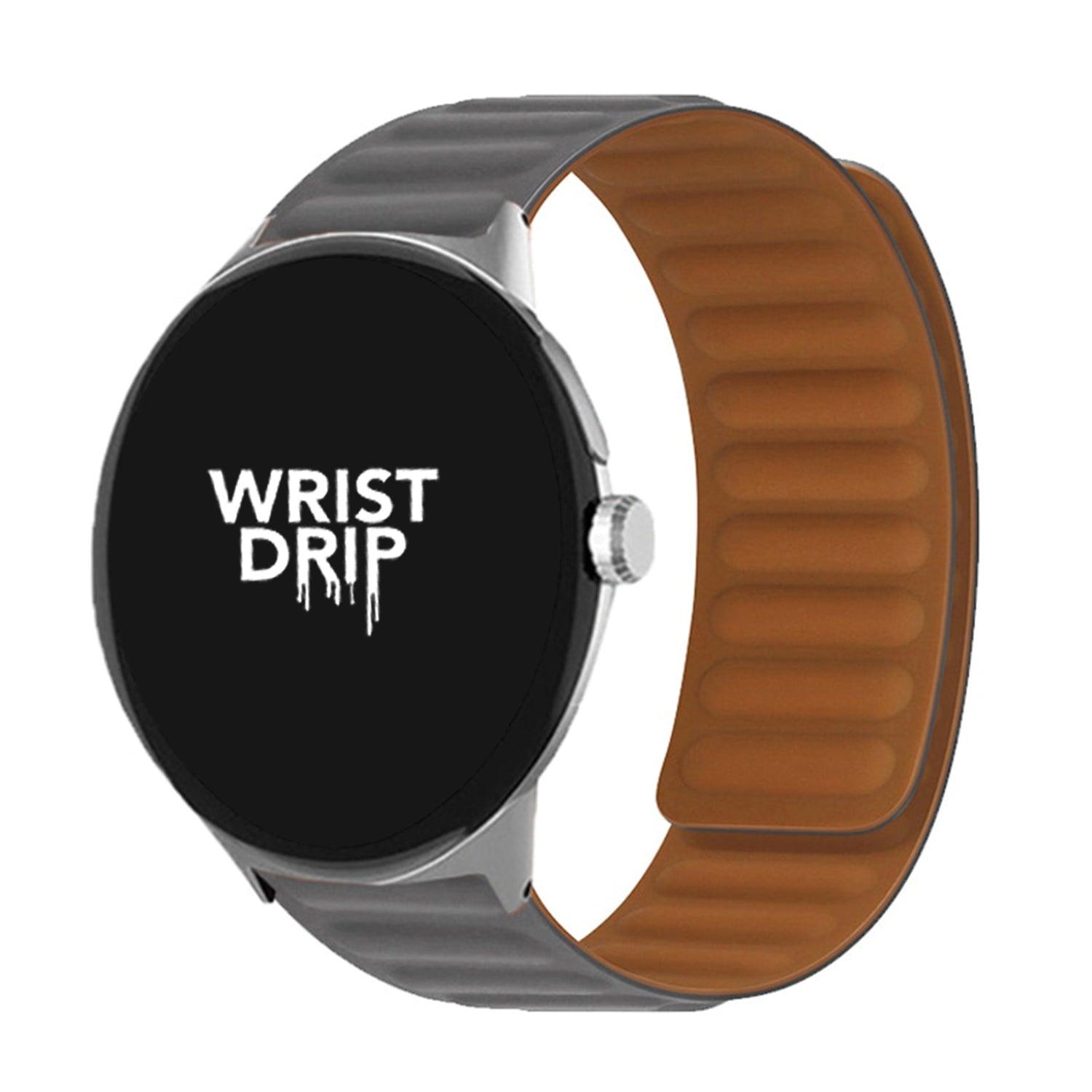 Grey flexible Google Pixel Watch band in sleek silicone finish