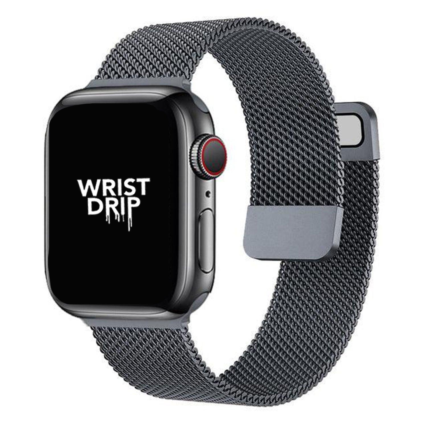 Space grey magnetic metal loop Apple Watch strap – bold and minimalist design with a matte finish.
