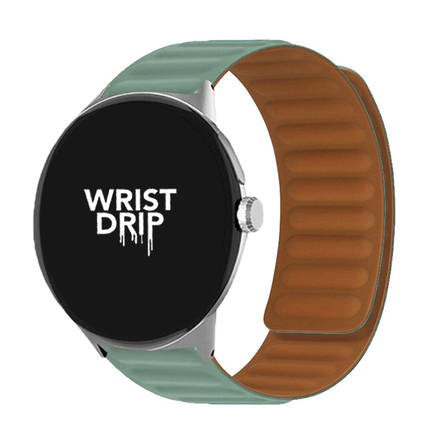 Mint green silicone Google Pixel Watch strap, stylish and comfortable