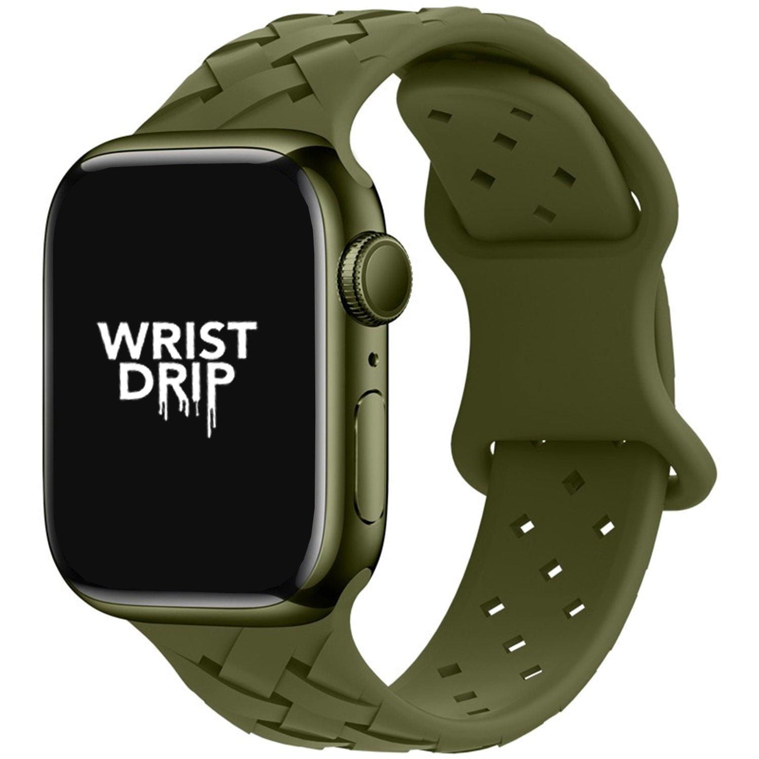 Olive green Alison silicone Apple Watch band – soft, flexible and modern