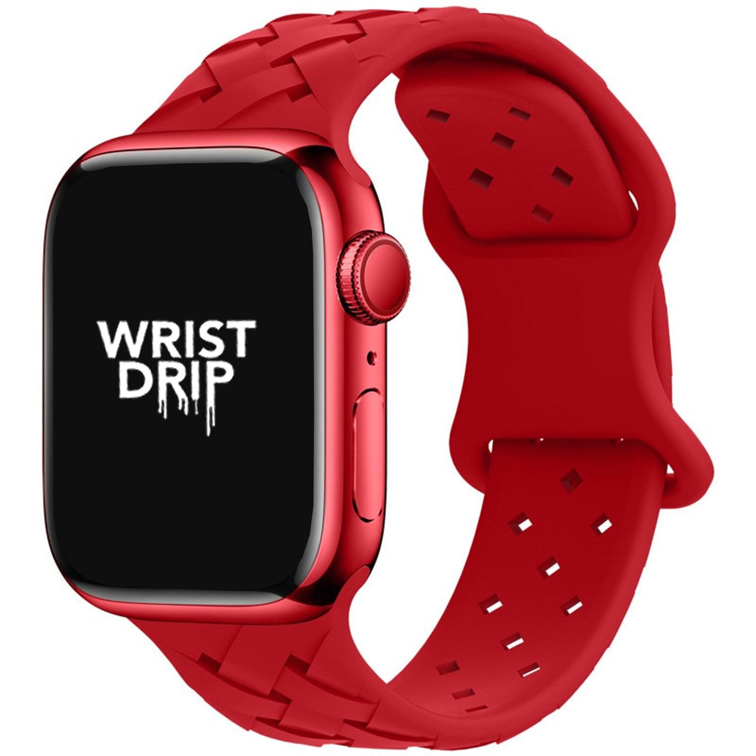 Red Alison silicone Apple Watch band – bold, sporty and durable