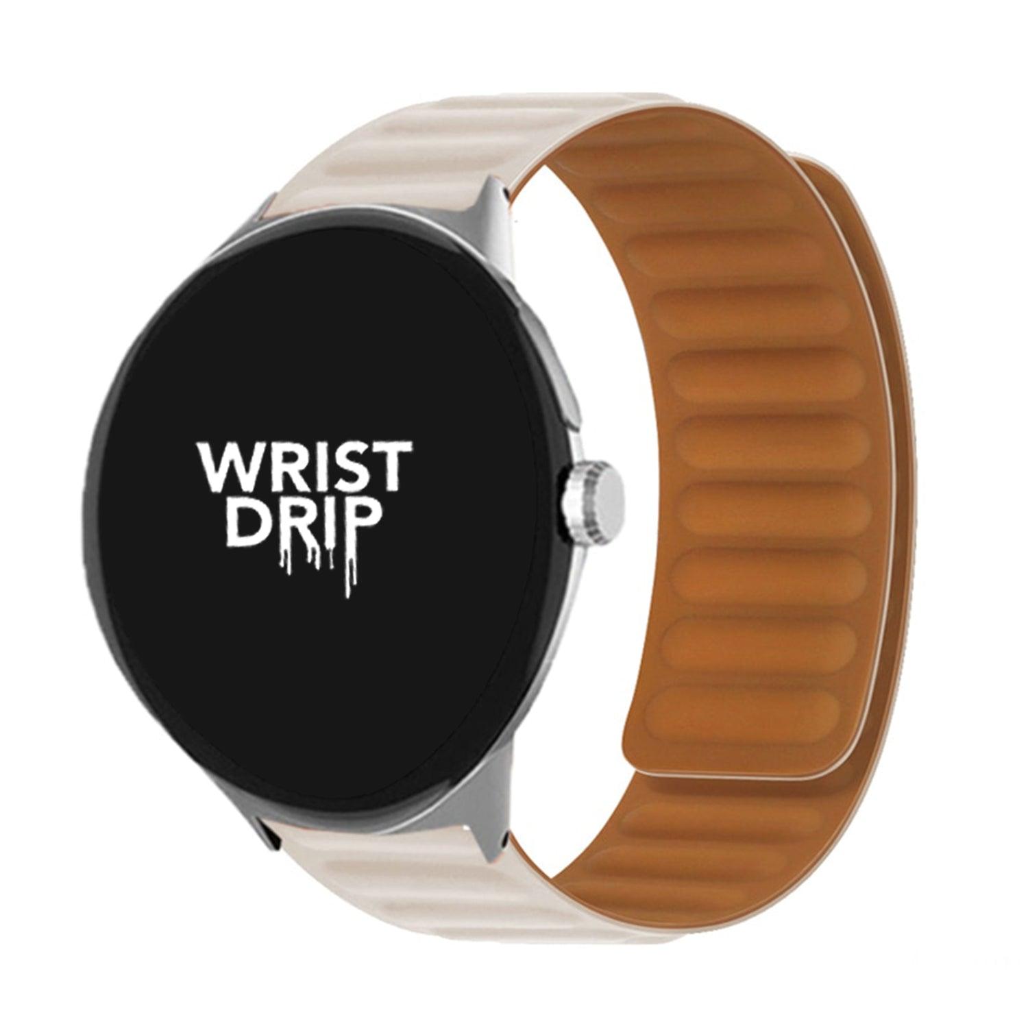 Starlight coloured Google Pixel Watch band made from flexible, durable silicone