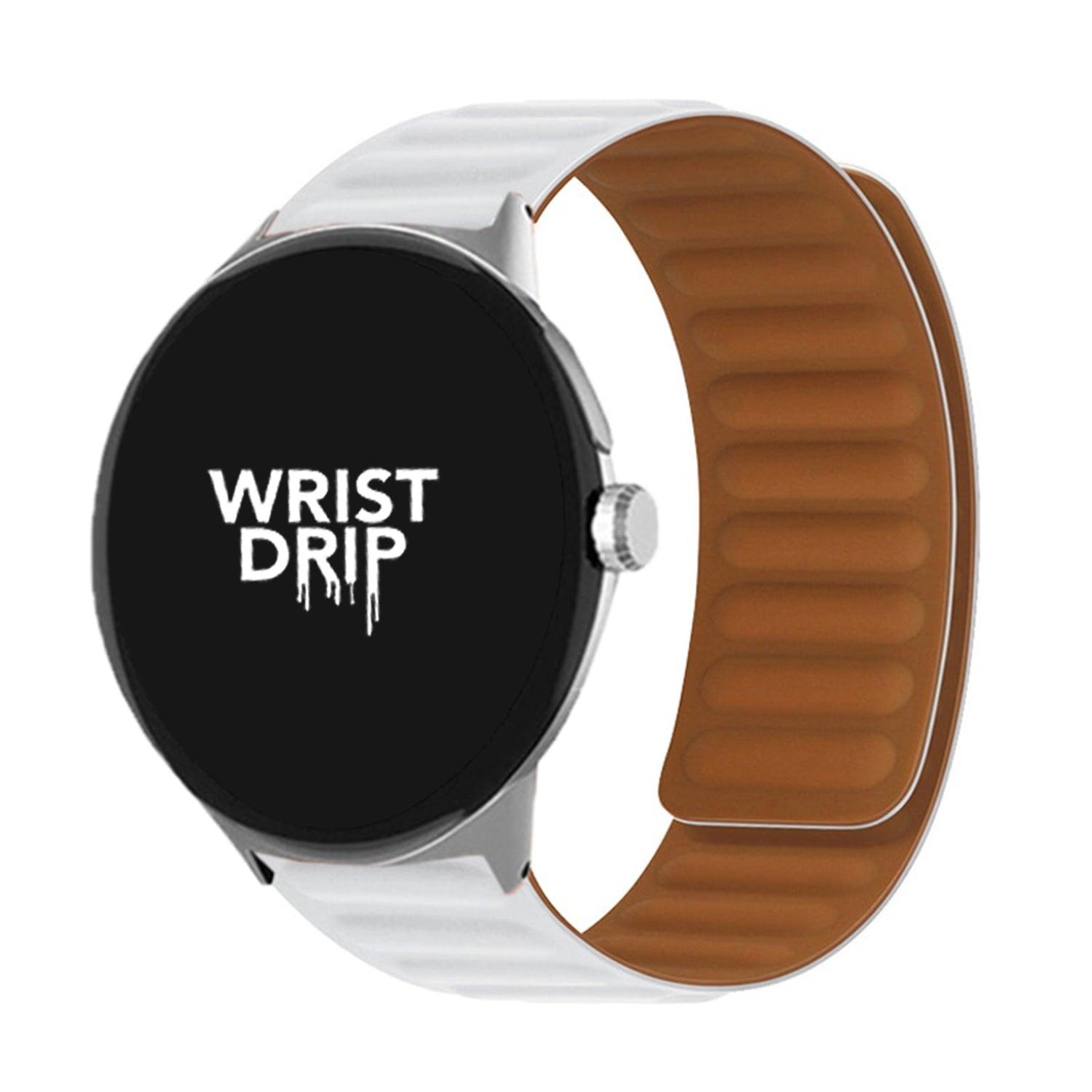 White silicone Google Pixel Watch band with comfortable and minimalist design