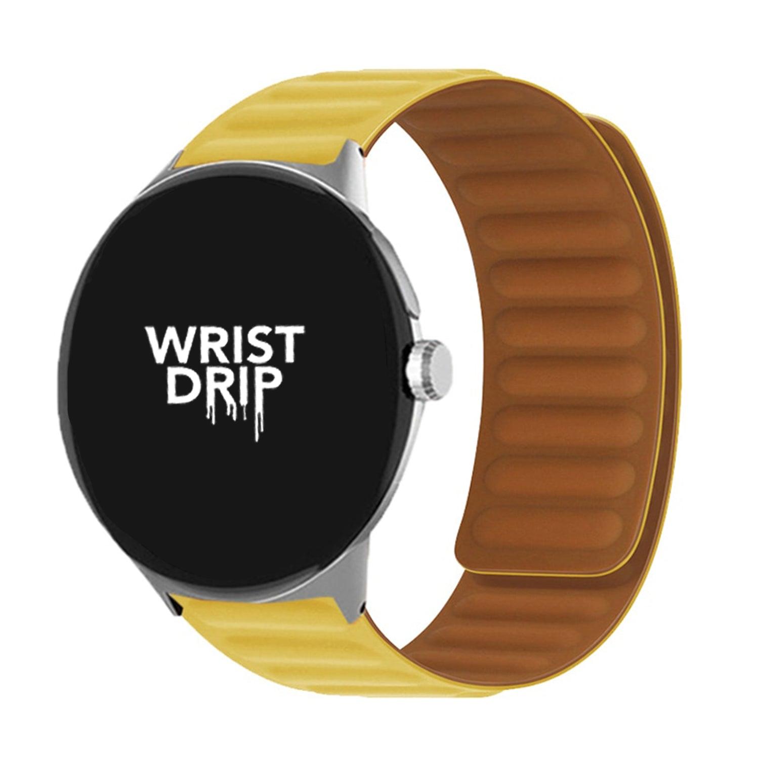 Yellow silicone Google Pixel Watch band for a bright and cheerful wrist style