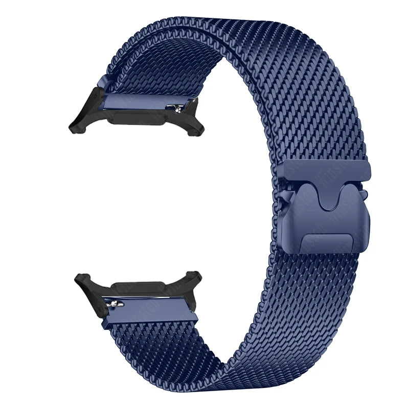 Dark blue and silver stainless steel Samsung Galaxy Ultra watch band – sleek, durable design
