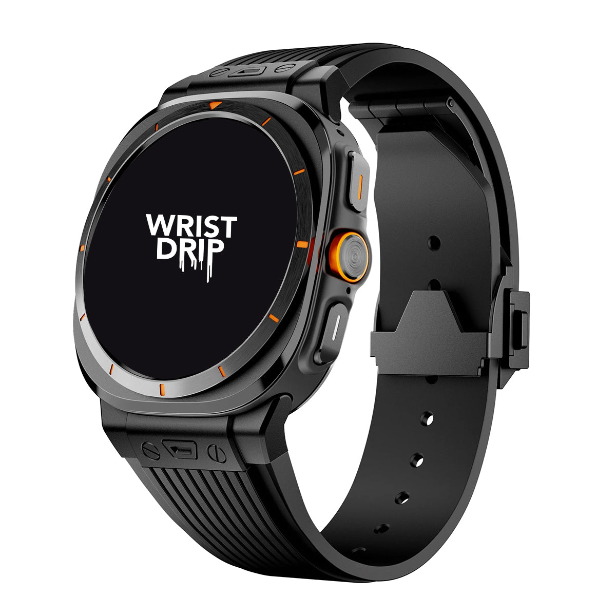Black and black silicone and stainless steel Samsung Galaxy Ultra watch band – durable strap
