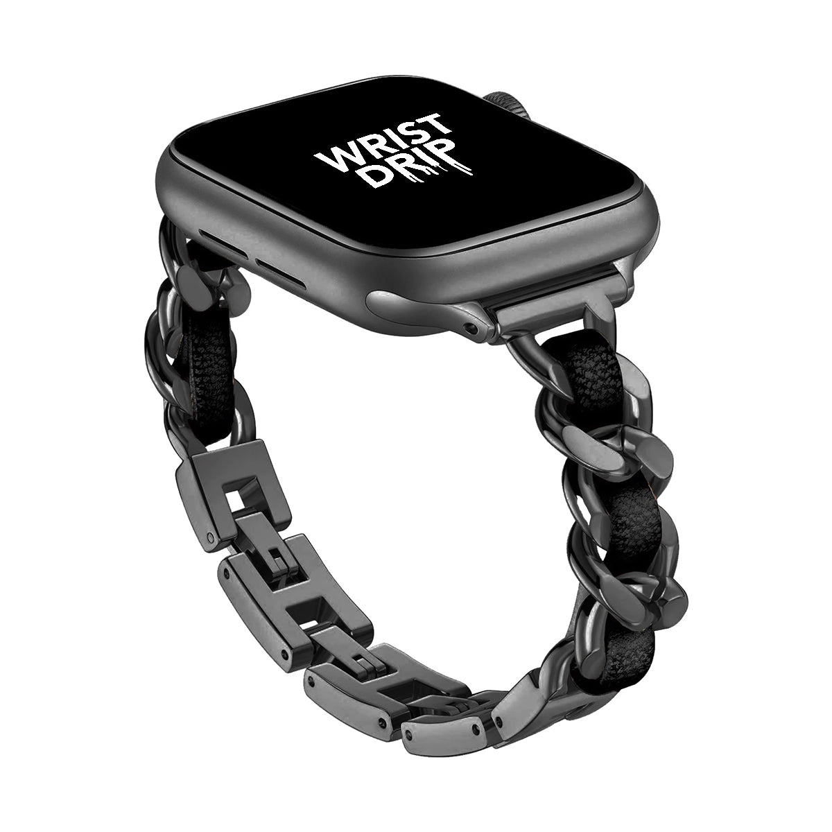 Black and black women’s stainless steel Apple Watch band – elegant, stylish design