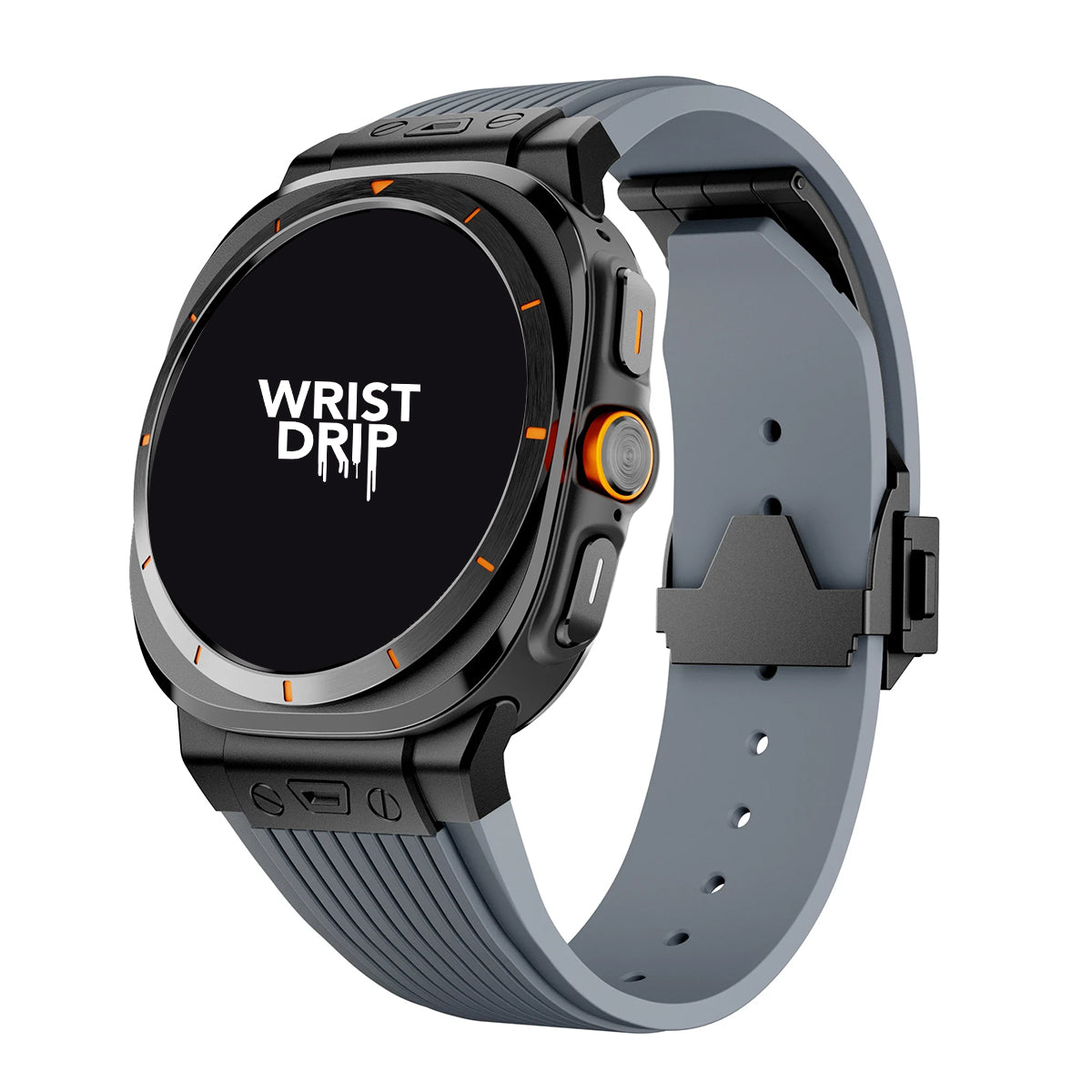 Black and grey silicone and stainless steel Samsung Galaxy Ultra watch band – durable strap