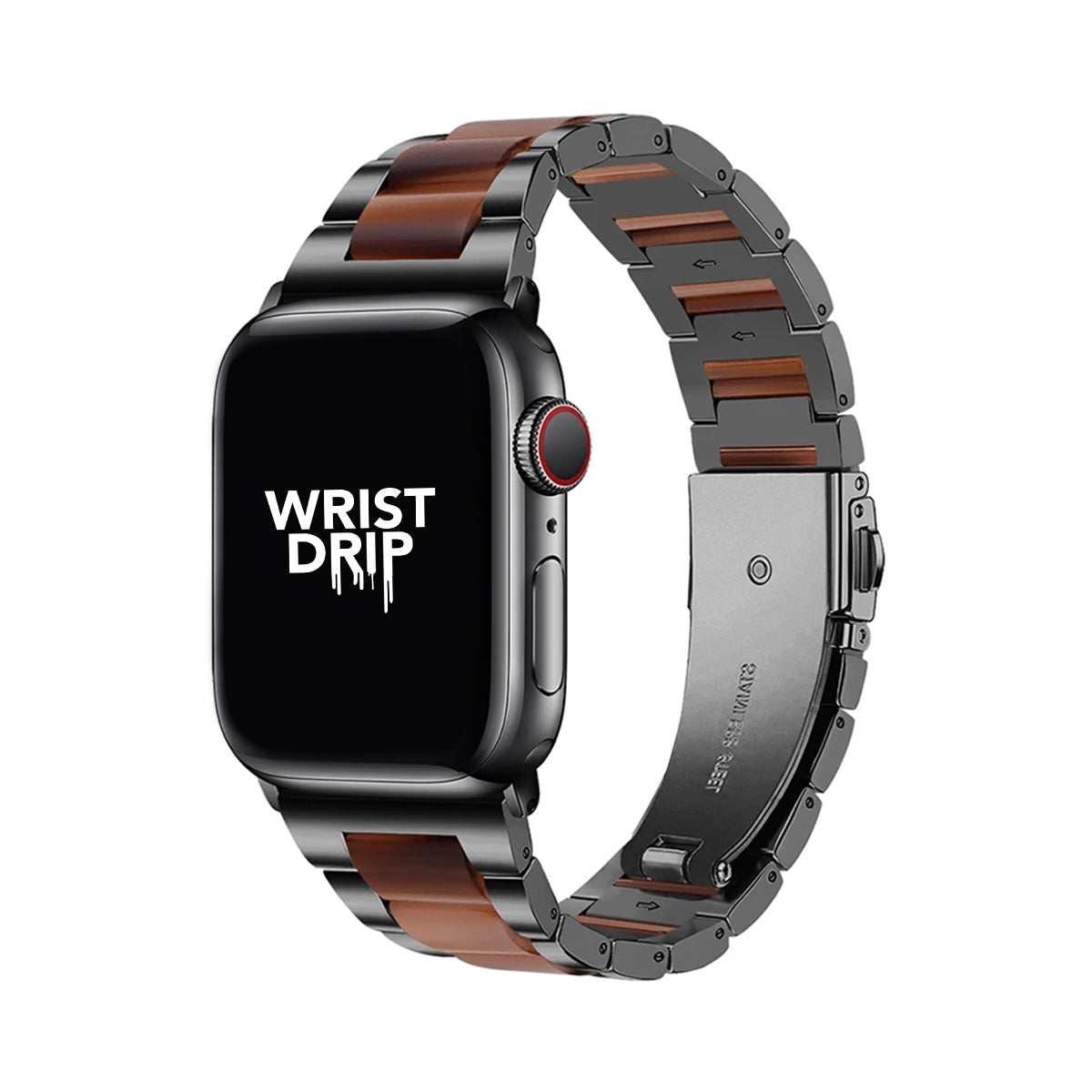 Black honey stainless steel and resin Apple Watch band – elegant, stylish design