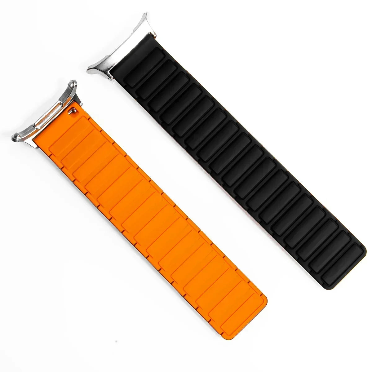 Black and orange magnetic silicone Samsung Galaxy Ultra watch band – secure, comfortable fit