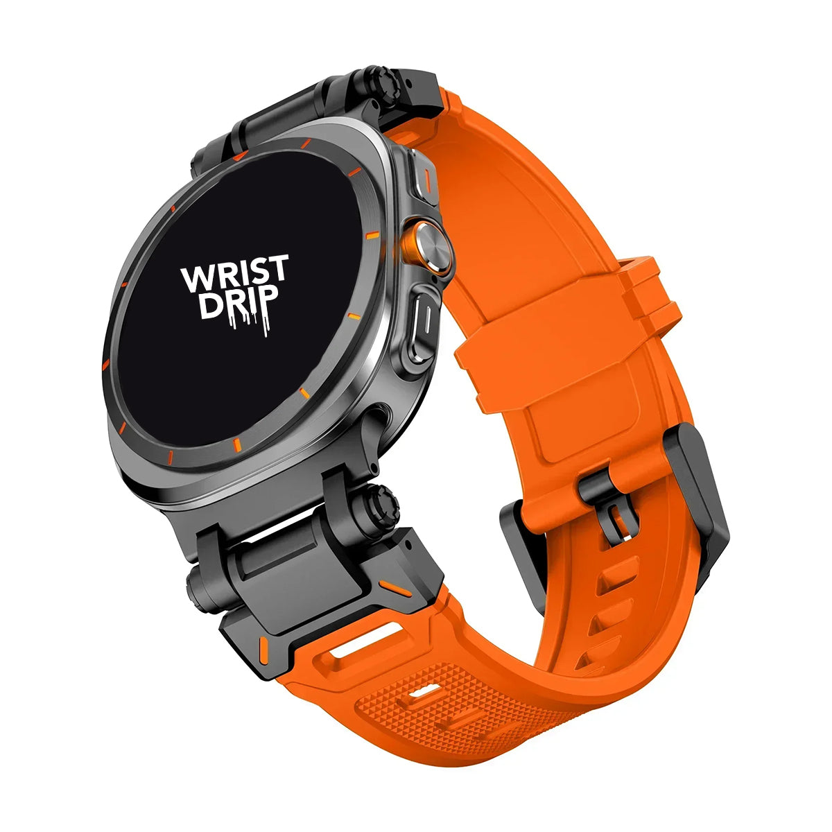 Black and orange silicone and stainless steel Samsung Galaxy Ultra watch band – durable, stylish strap