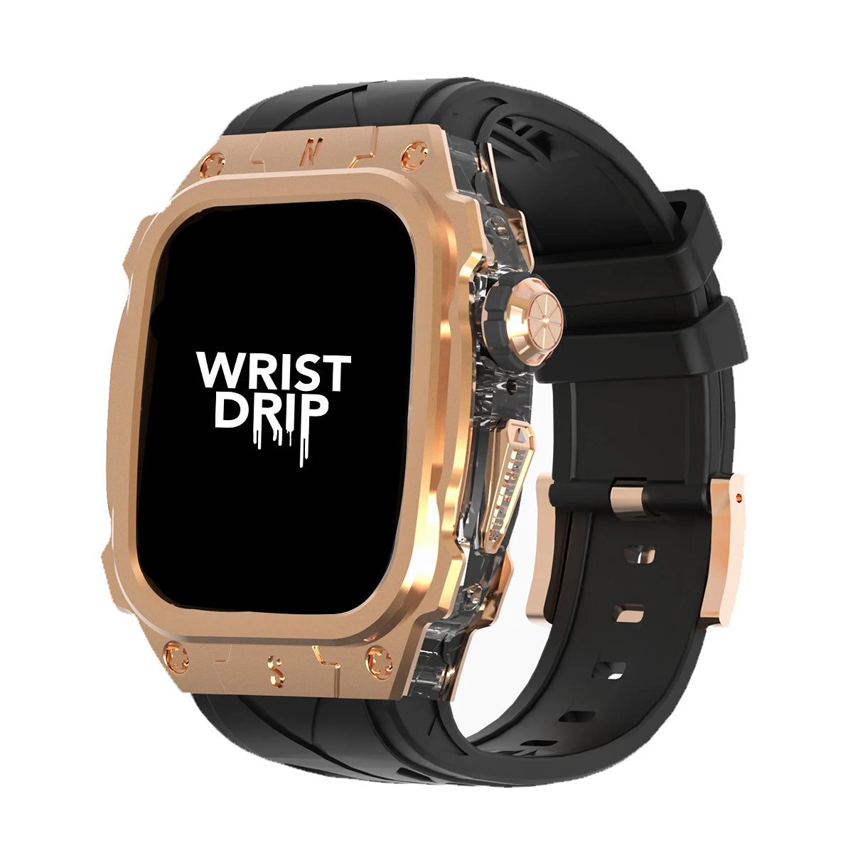 Gold silicone and stainless steel Series 10 Apple Watch band – durable, stylish strap