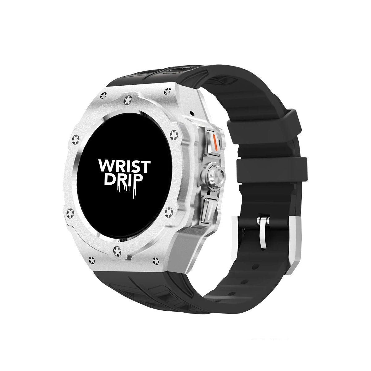 Black silicone and silver metal Samsung Galaxy Ultra watch band – durable strap for everyday wear