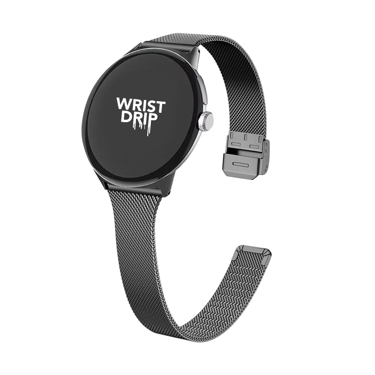 Black stainless steel Google Pixel Watch band – slim Milanese strap