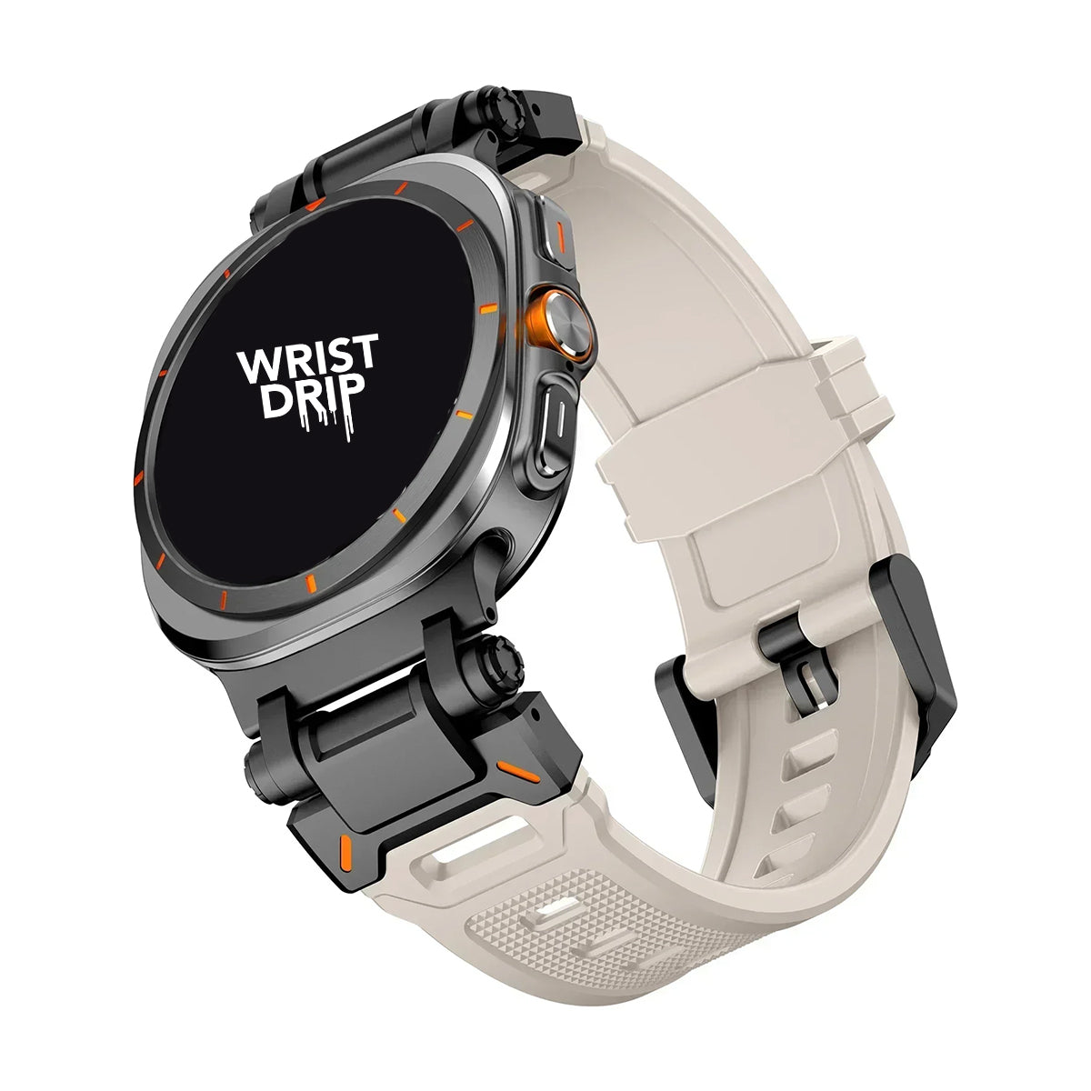 Black and starlight silicone and stainless steel Samsung Galaxy Ultra watch band – durable, stylish strap