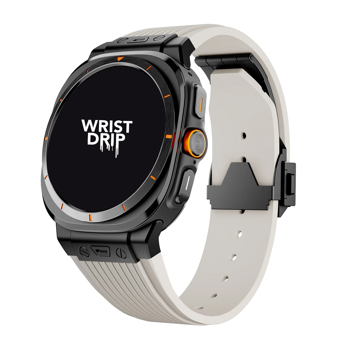 Black and starlight silicone and stainless steel Samsung Galaxy Ultra watch band – durable strap