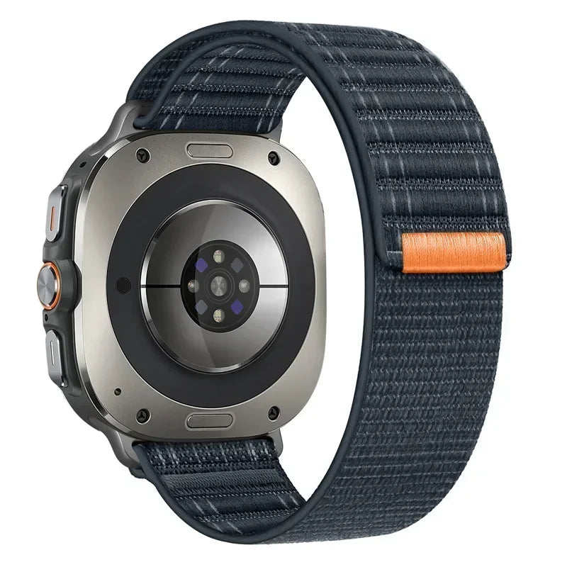 Dark blue nylon loop Samsung Galaxy Ultra watch band – lightweight, adjustable fit