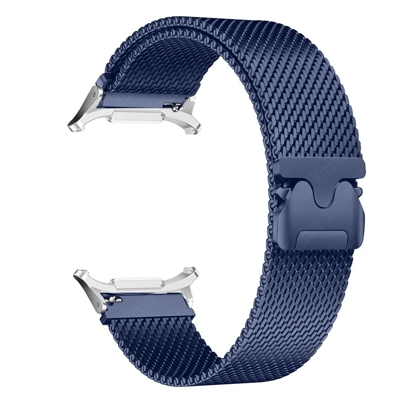 Dark blue and silver stainless steel Samsung Galaxy Ultra watch band – sleek, durable design