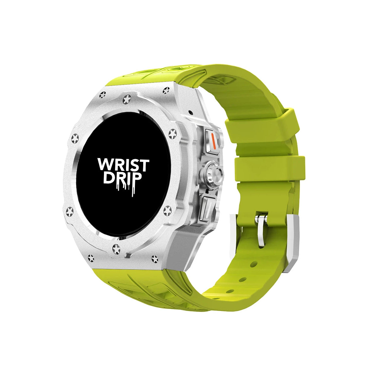 Forest green silicone and silver metal Samsung Galaxy Ultra watch band – durable strap for everyday wear