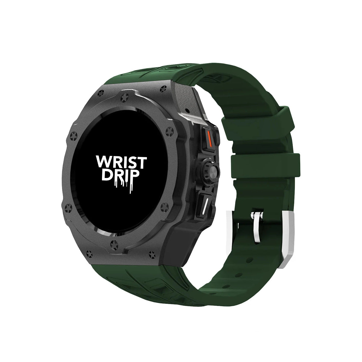 Green silicone and black metal Samsung Galaxy Ultra watch band – durable strap for everyday wear