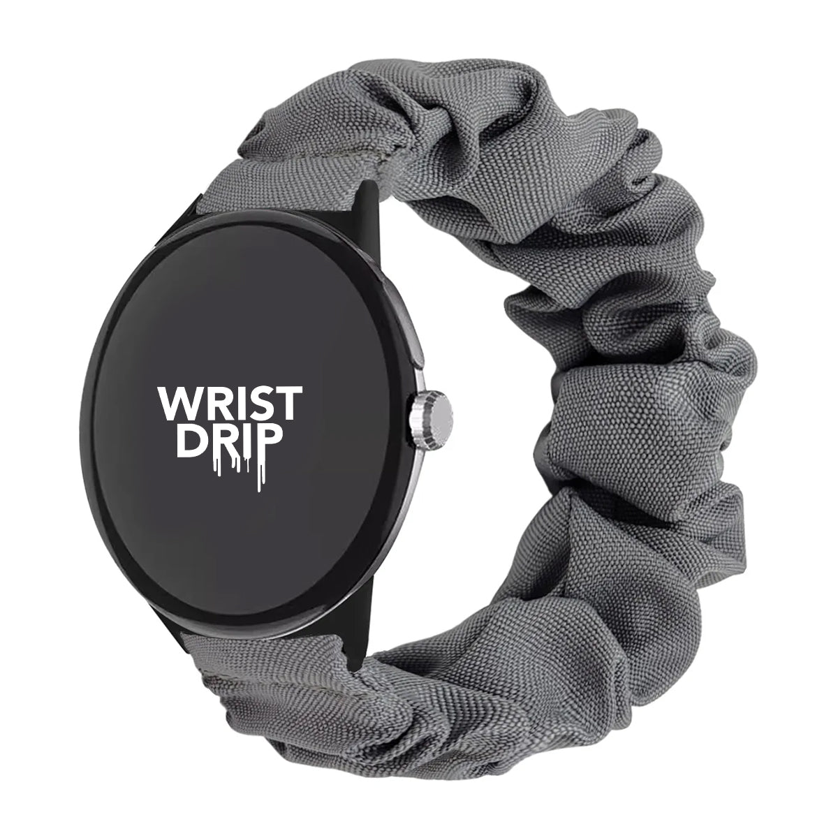 Grey women’s nylon scrunchie Google Pixel Watch band – comfortable, stylish fit