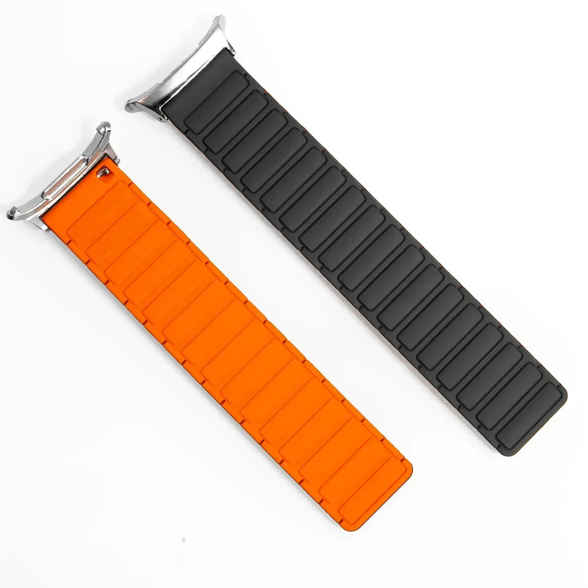 Grey and orange magnetic silicone Samsung Galaxy Ultra watch band – secure, comfortable fit