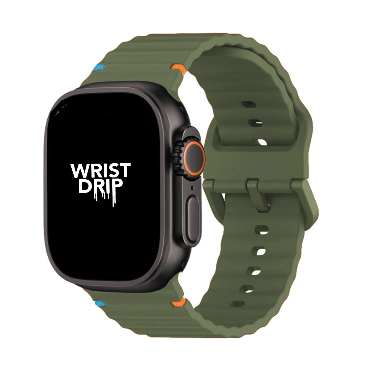 Olive silicone Apple Watch band – comfortable strap for everyday wear