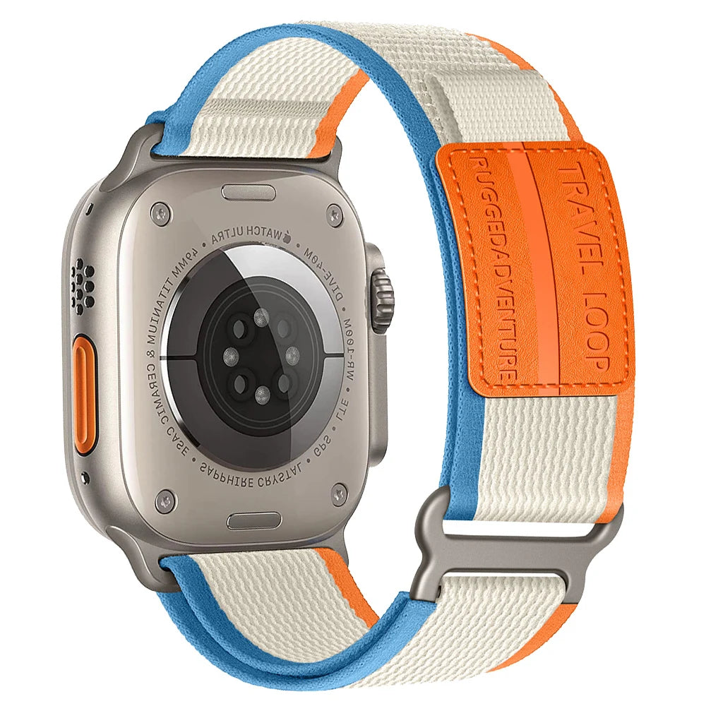 Orange and beige nylon Apple Watch band – soft and breathable strap