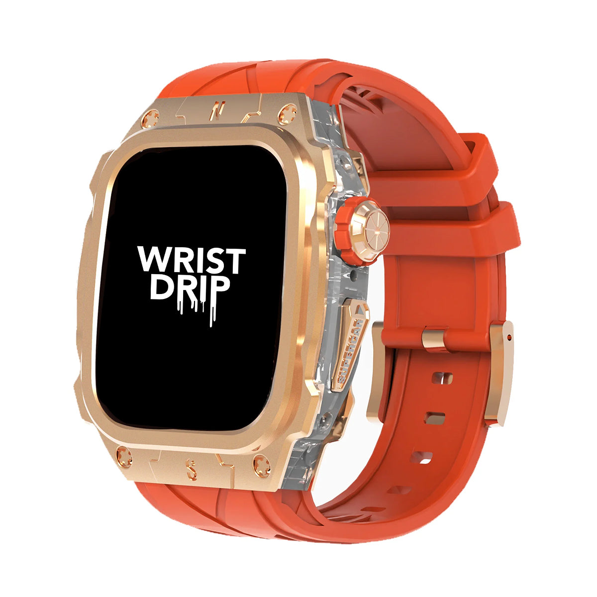 Orange silicone and stainless steel Series 10 Apple Watch band – durable, stylish strap