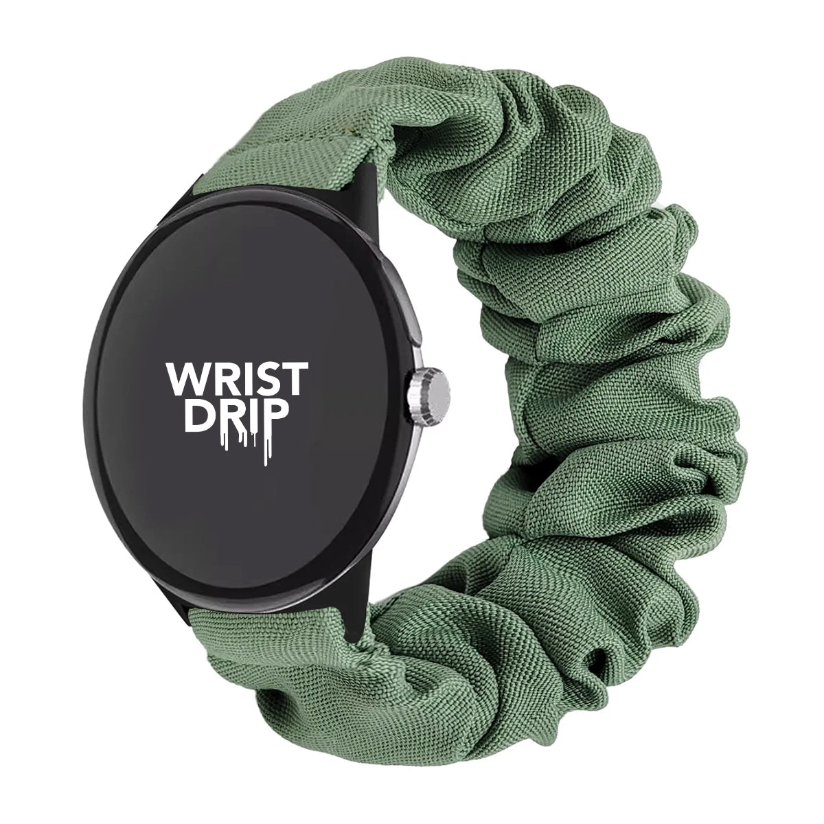 Pine green women’s nylon scrunchie Google Pixel Watch band – comfortable, stylish fit