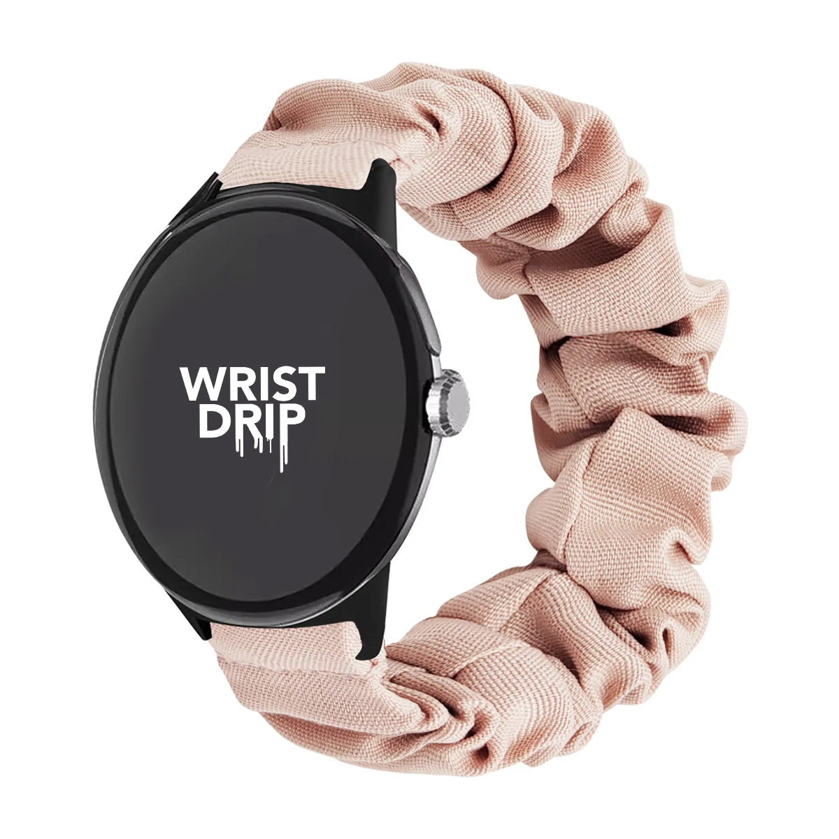 Pink women’s nylon scrunchie Google Pixel Watch band – comfortable, stylish fit