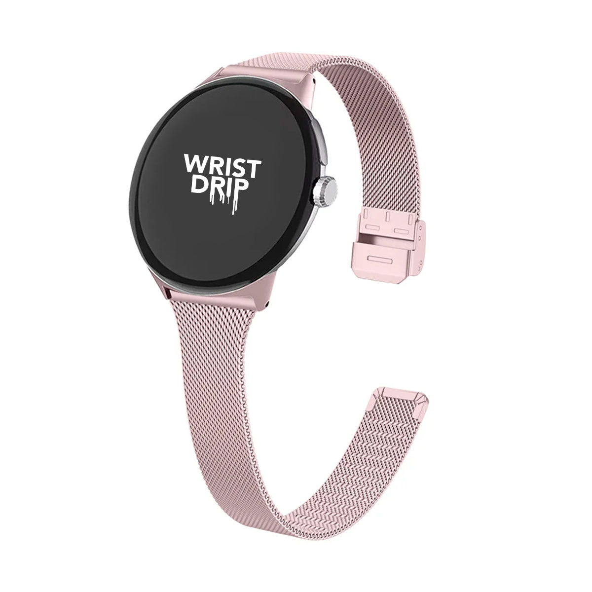 Pink stainless steel Google Pixel Watch band – slim Milanese strap