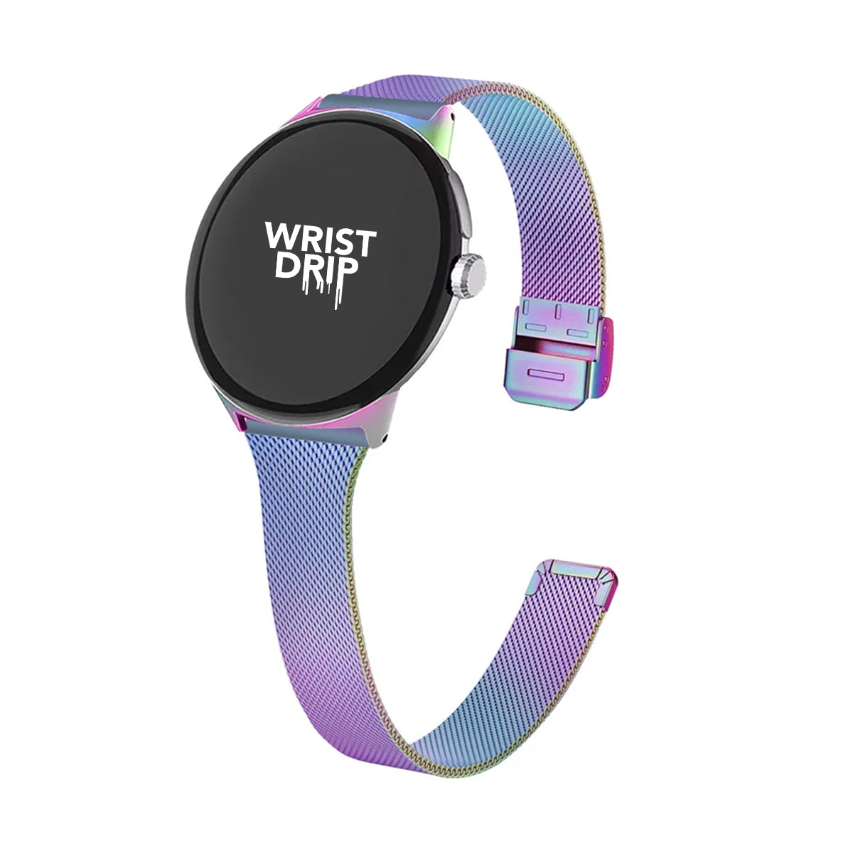 Rainbow stainless steel Google Pixel Watch band – slim Milanese strap