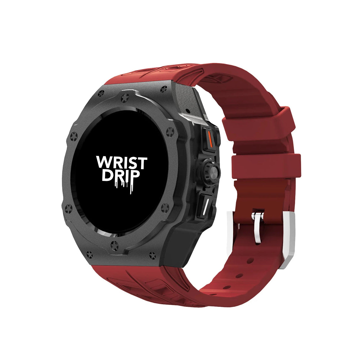 Red silicone and Black metal Samsung Galaxy Ultra watch band – durable strap for everyday wear