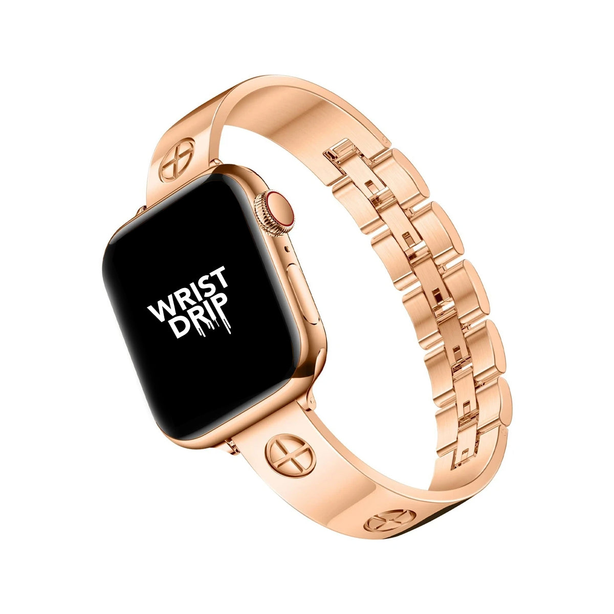 Rose gold women’s stainless steel Apple Watch band – elegant, stylish design