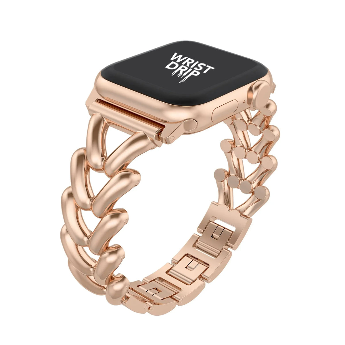 Rose gold women’s stainless steel Apple Watch band – elegant, stylish design