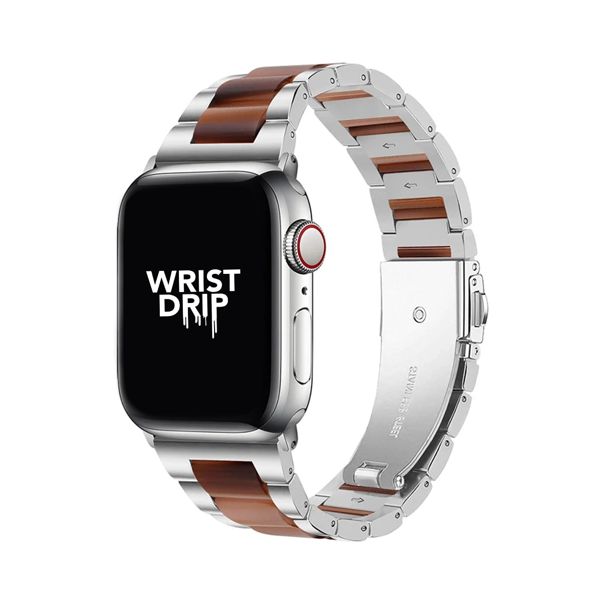 Silver honey stainless steel and resin Apple Watch band – elegant, stylish design
