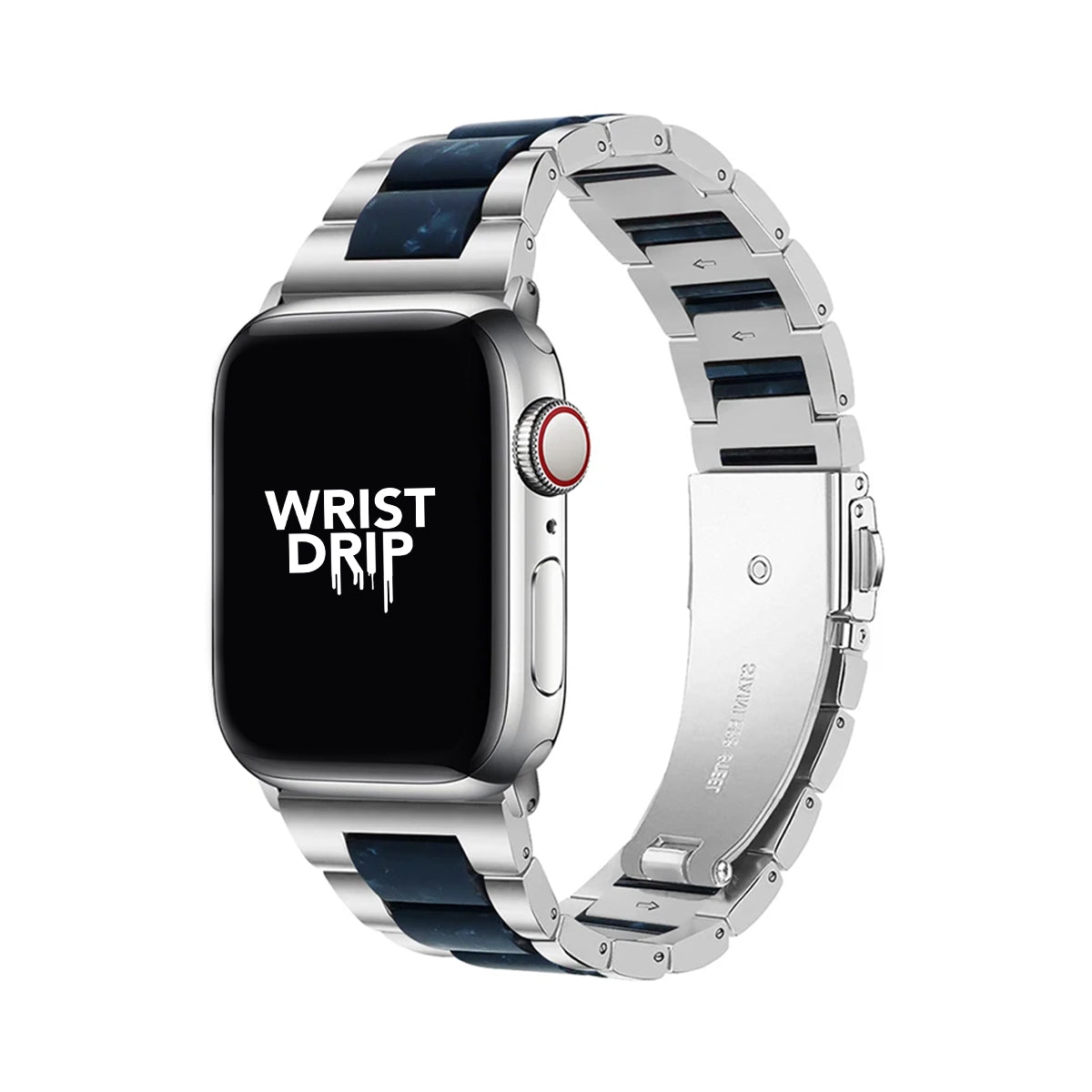 Silver ink stainless steel and resin Apple Watch band – elegant, stylish design
