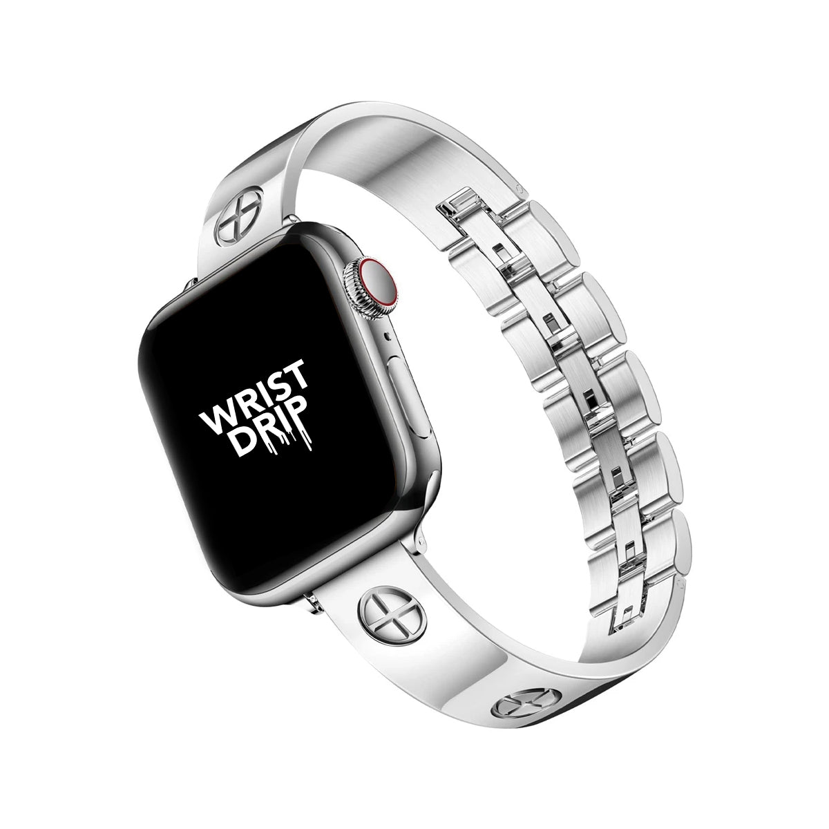 Silver women’s stainless steel Apple Watch band – elegant, stylish design