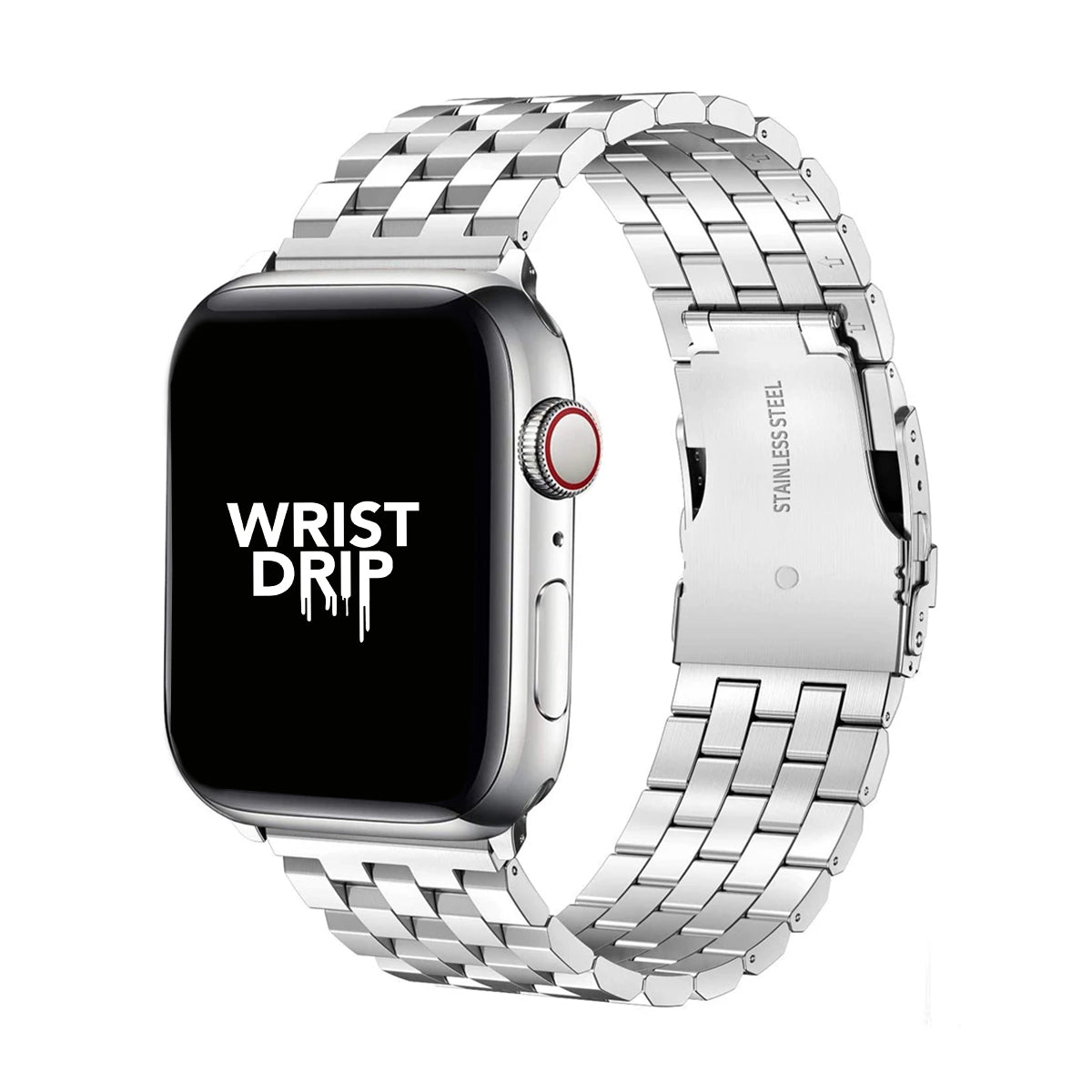 Silver stainless steel Apple Watch band – durable, modern design