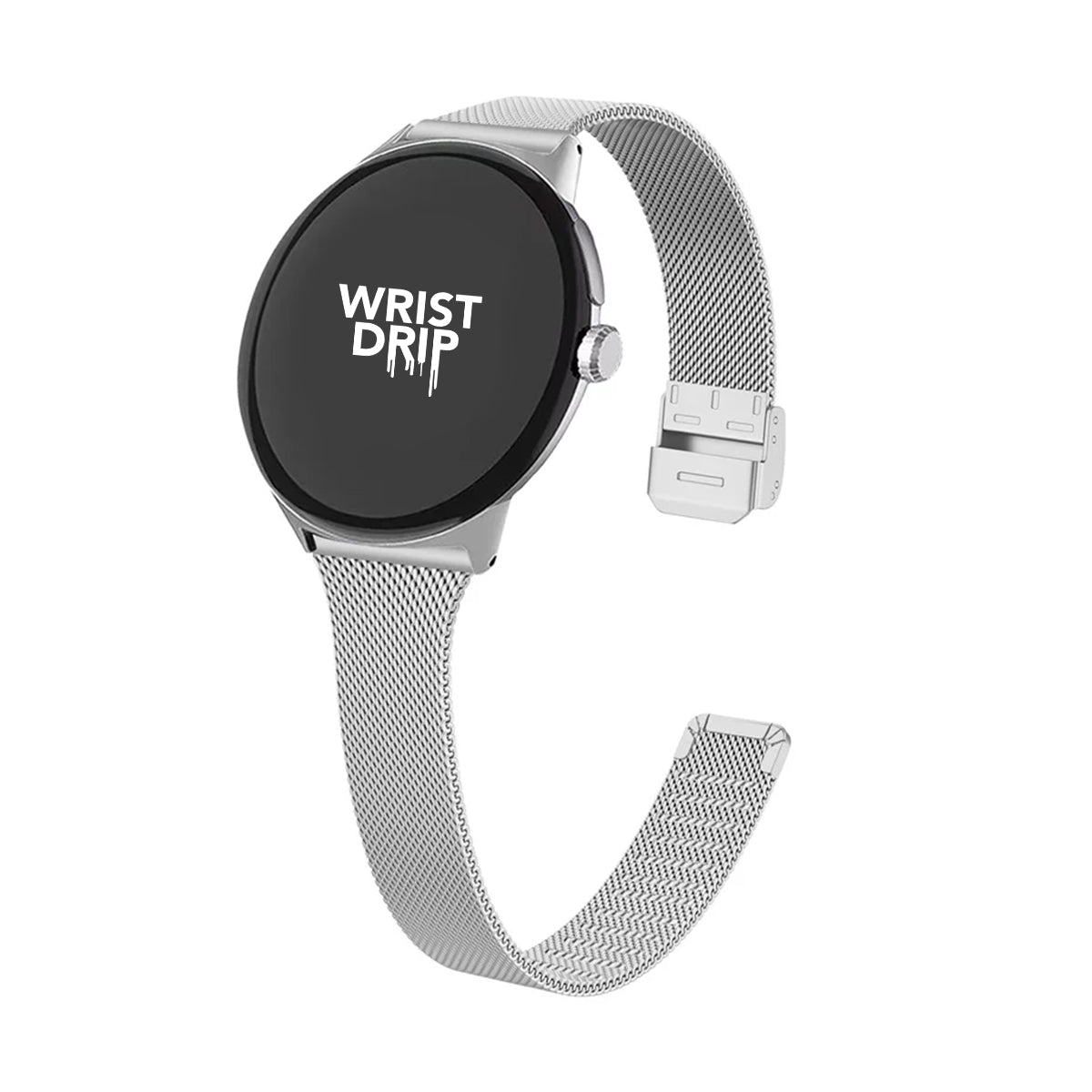 Silver stainless steel Google Pixel Watch band – slim Milanese strap