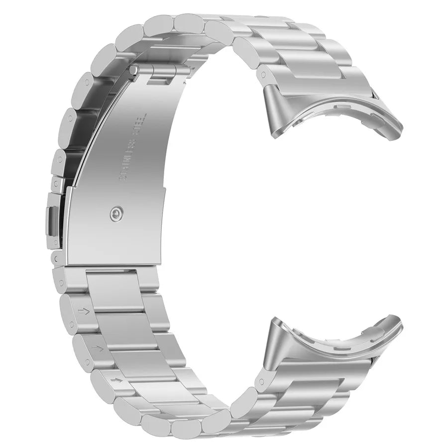 Silver stainless steel Google Pixel Watch band – durable, modern design