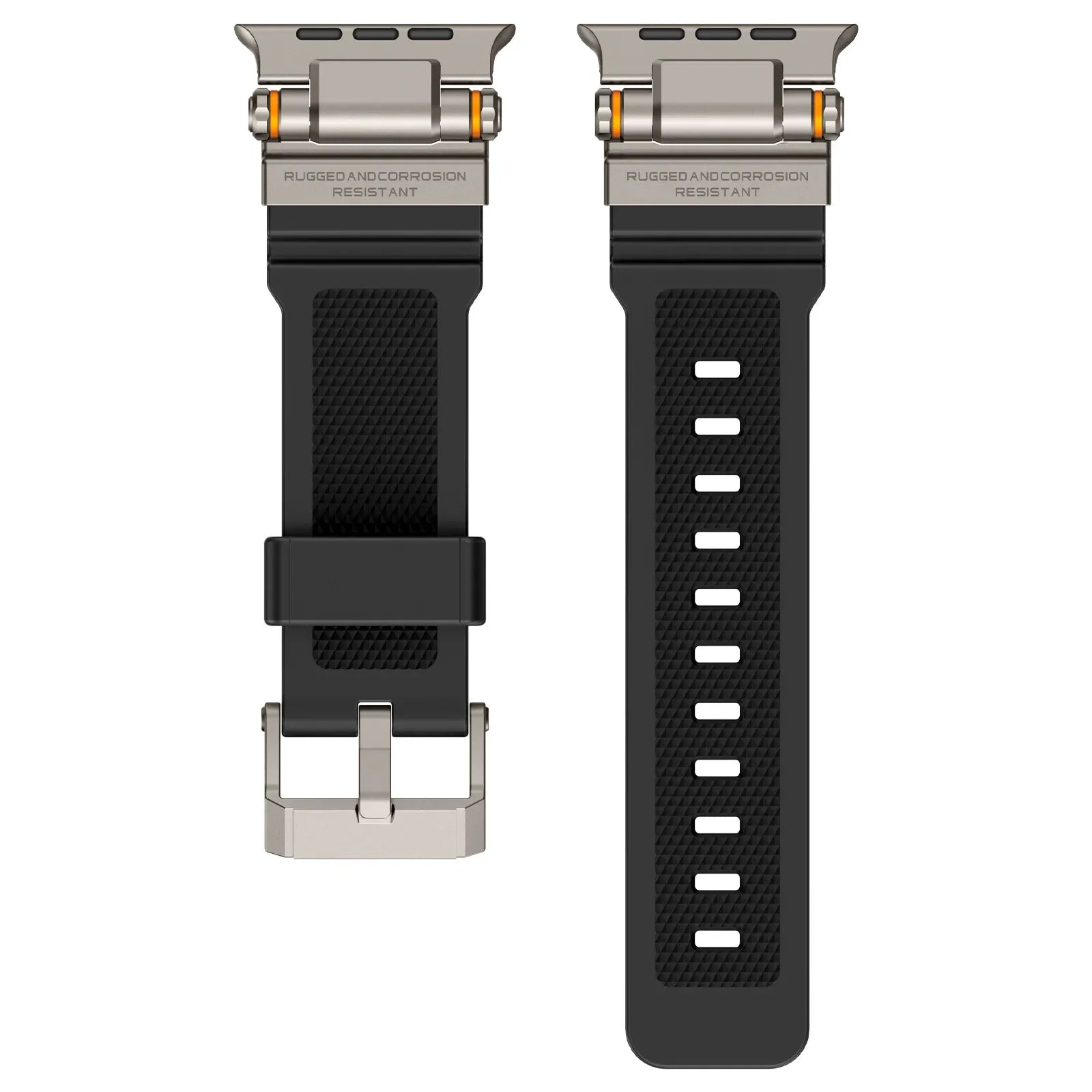 Titanium and black silicone Apple Watch band – comfortable strap for everyday wear