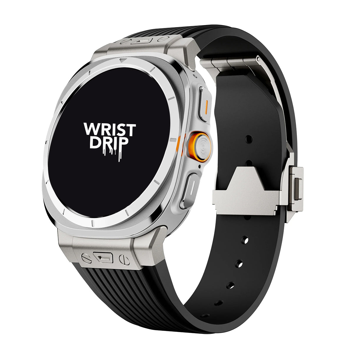 Titanium and black silicone and stainless steel Samsung Galaxy Ultra watch band – durable strap