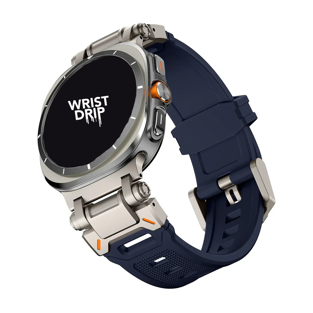 Titanium and blue silicone and stainless steel Samsung Galaxy Ultra watch band – durable, stylish strap