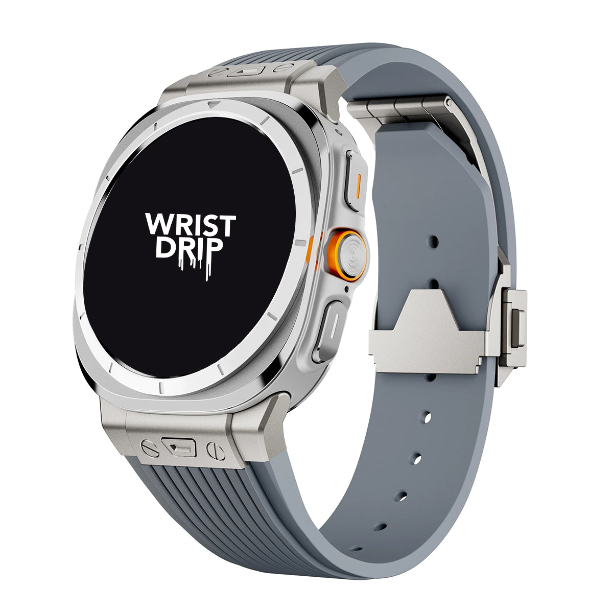 Titanium and grey silicone and stainless steel Samsung Galaxy Ultra watch band – durable strap